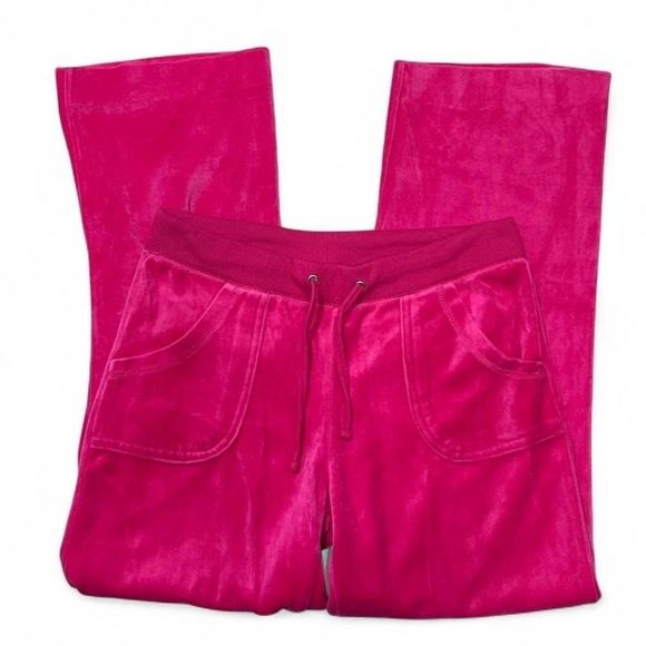 Pants - Y2K Pink Velour Flare Sweatpants Womens Medium Preppy Barbie Back Pockets